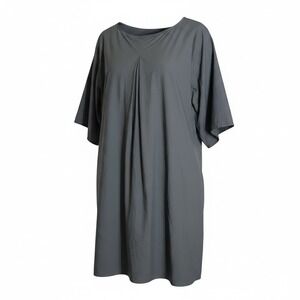 COS Women Gray Cotton Poplin Pleated Shift Dress Short Sleeve Size 40 US 10